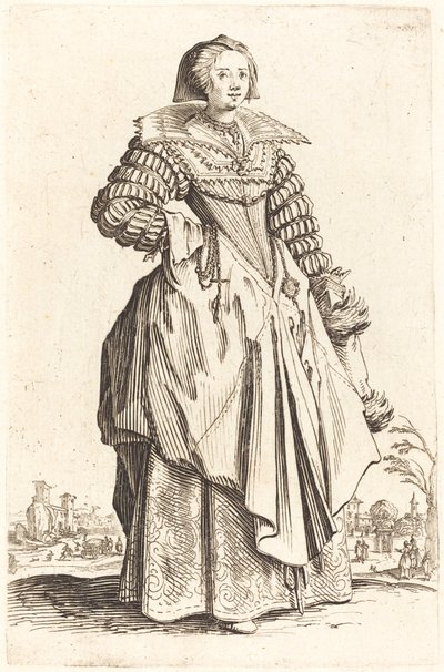 Edle Frau mit großem Kragen von Jacques Callot