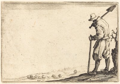 Bauer mit Schaufel auf der Schulter von Jacques Callot