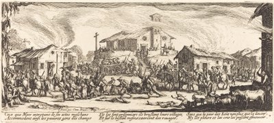 Plünderung und Verbrennung eines Dorfes von Jacques Callot