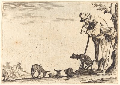 Hirte spielt Flöte von Jacques Callot