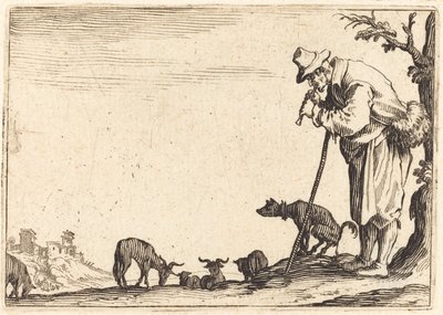 Hirte spielt Flöte von Jacques Callot