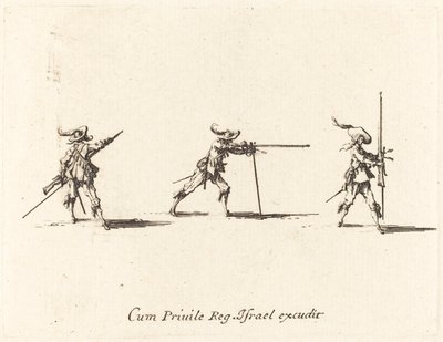 Einnahme der Schussposition mit dem Musket von Jacques Callot