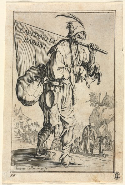 Die Bettler: Frontispiz: Hauptmann der Barone von Jacques Callot
