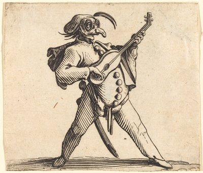 Der maskierte Komiker, der Gitarre spielt von Jacques Callot