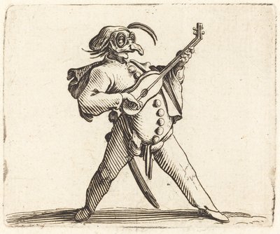 Der maskierte Komiker, der Gitarre spielt von Jacques Callot