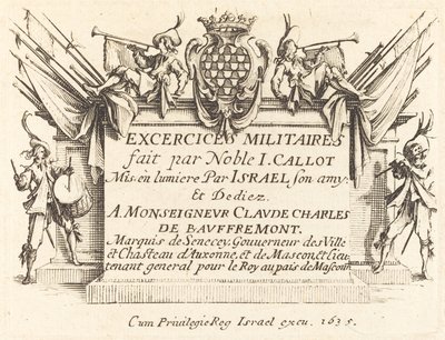 Titelseite für "Die Militärübungen" von Jacques Callot