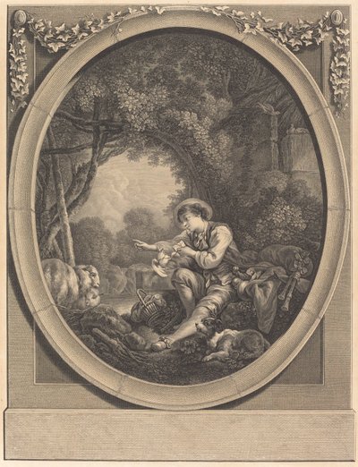 Die Abreise des Kuriers von Jacques Firmin Beauvarlet after François Boucher