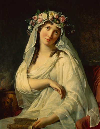 Eine Vestalin mit Blumen gekrönt von Jacques Louis David