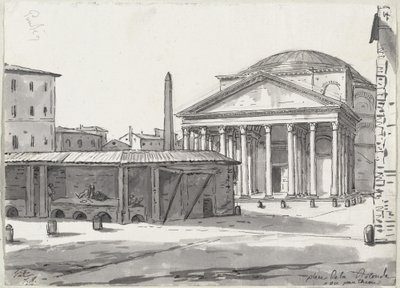 Das Pantheon vom Platz aus gesehen von Jacques Louis David