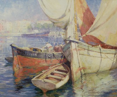 Tartane am Kai, Hafen von Nizza von Jacques Madyol