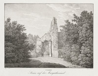 Ungarn, Ruinen auf der Margareteninsel von Jakob Alt