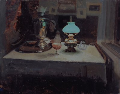 Am Samowar, 1899 von Jakov Jakovlevich Kalinichenko
