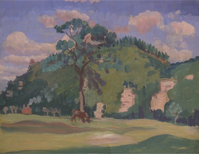 Landschaft mit einem grasenden Pferd von James Dickson Innes