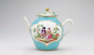 Worcester Teekanne und Deckel, ca. 1770 von James Giles