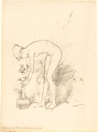 Ein Aktmodell arrangiert Blumen von James Abbott McNeill Whistler