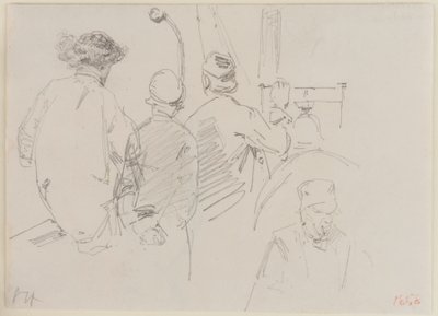 Vier Männer an Bord eines Bootes von James Abbott McNeill Whistler