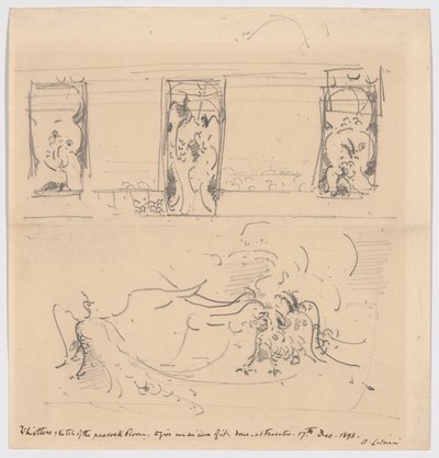 Skizze des Pfauenraums von James McNeill Whistler