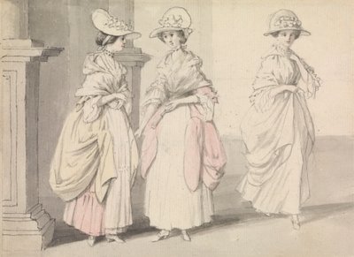 Drei Damen auf einer Terrasse stehend von James Roberts