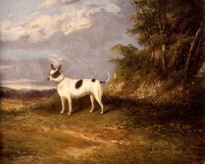 Ein Terrier in einer Landschaft von James Senior Clark