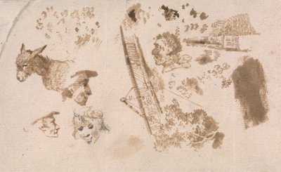 Ein Blatt mit leichten Skizzen von James Ward