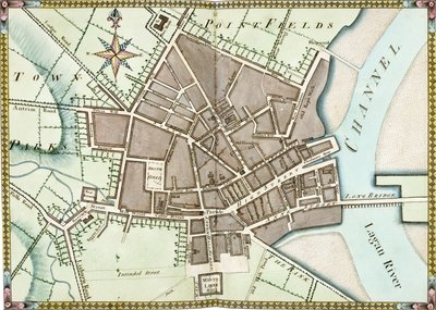 Doppelseitiger Aquarellplan von Belfast, ca. 1795 von James Williamson