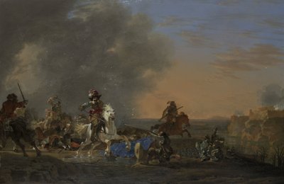 Kavallerieangriff bei Sonnenuntergang von Jan Asselijn