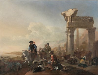 Jäger in der Nähe von Ruinen von Jan Baptist Weenix