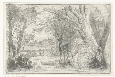 Parklandschaft mit Hirsch von Jan Bos Wz.