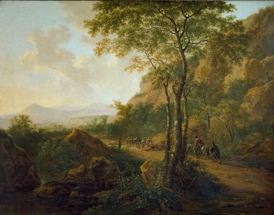 Italienische Landschaft mit Maultiertreibern, ca. 1629-1652 von Jan Dirksz Both