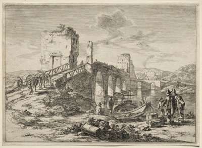 Die Molle-Brücke über den Tiber von Jan Dirksz Both
