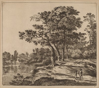 Landschaft mit vier Bäumen von Jan Hackaert