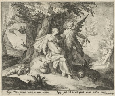 Hagar und Ismael in der Wüste von Jan Harmensz. Muller