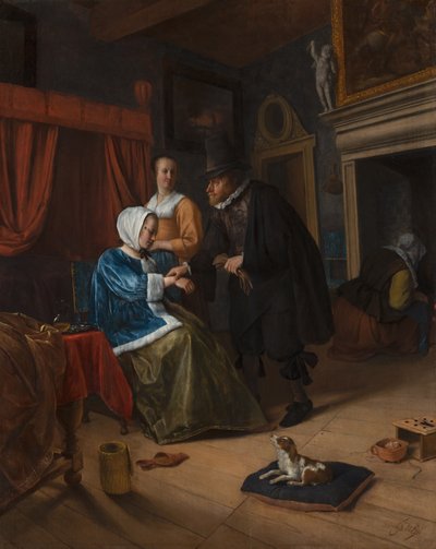 Das kranke Mädchen, um 1660 von Jan Havickszoon Steen