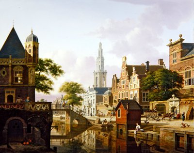 Eine niederländische Stadt entlang eines Kanals von Jan Hendrik Verheyen