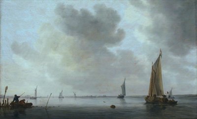 Fischerboote vor einer Mündung von Jan Josephsz van Goyen
