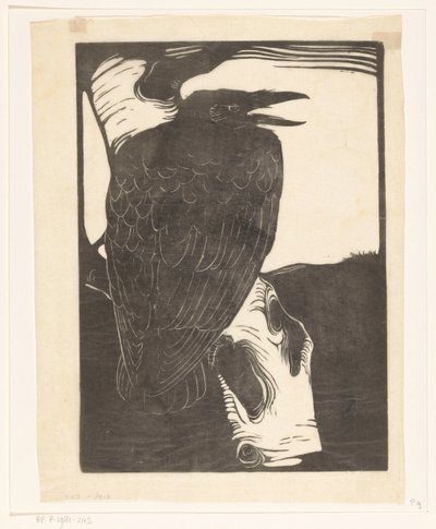 Rabe auf Birkenbaum von Jan Mankes