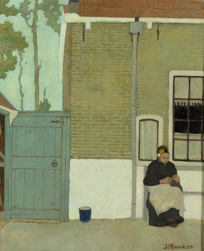 Frau vor ihrem Haus von Jan Mankes