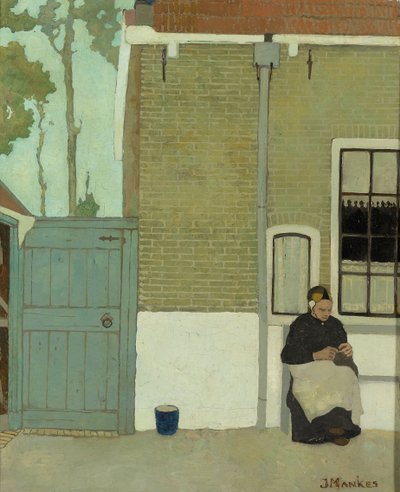 Frau vor ihrem Haus von Jan Mankes