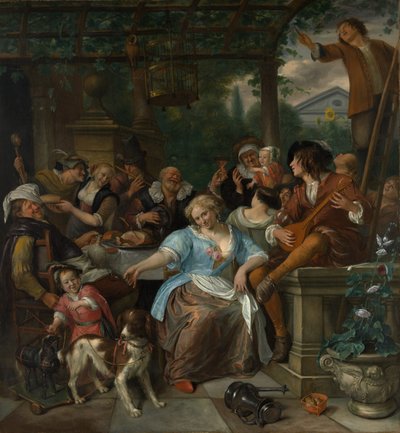 Fröhliche Gesellschaft auf einer Terrasse, ca. 1670 von Jan Havickszoon Steen