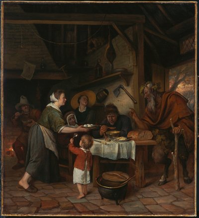 Der Satyr und die Bauernfamilie von Jan Steen