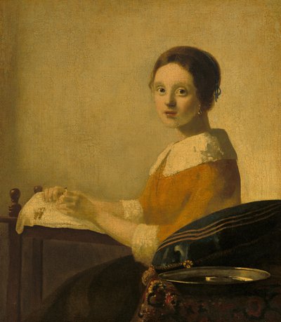 Die Spitzenklöpplerin, ca. 1925 von Johannes Vermeer