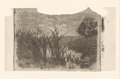 Landschaft mit Wasser, Schilf und Ruderboot von Jan Veth