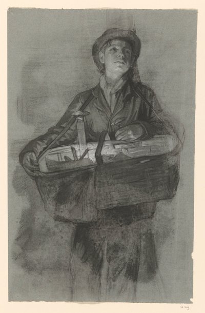 Stehender Junge mit Korb von Jan Veth