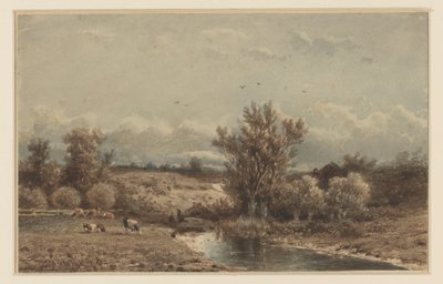 Landschaft mit Fluss und Kühen von Johannes Martinus Vrolijk