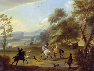 Eine Falkenjagd, ca. 1690 von Jan Wyck