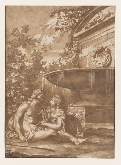 Idylle bei einem Brunnen von Jan de Bisschop