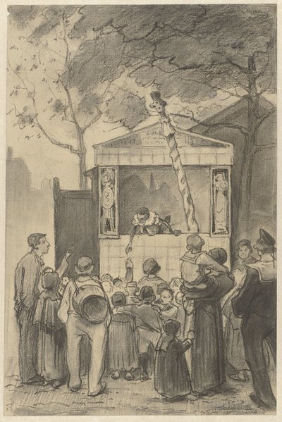 Zuschauer vor einem Puppentheater von Jan van Essen (possibly)
