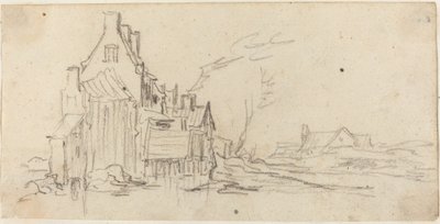 Häuser an einer Straße von Jan van Goyen