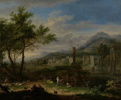 Arkadische Landschaft mit Fischern von Jan van Huysum