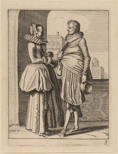 Zwei Figuren in Kostümen von Jan van de Velde II